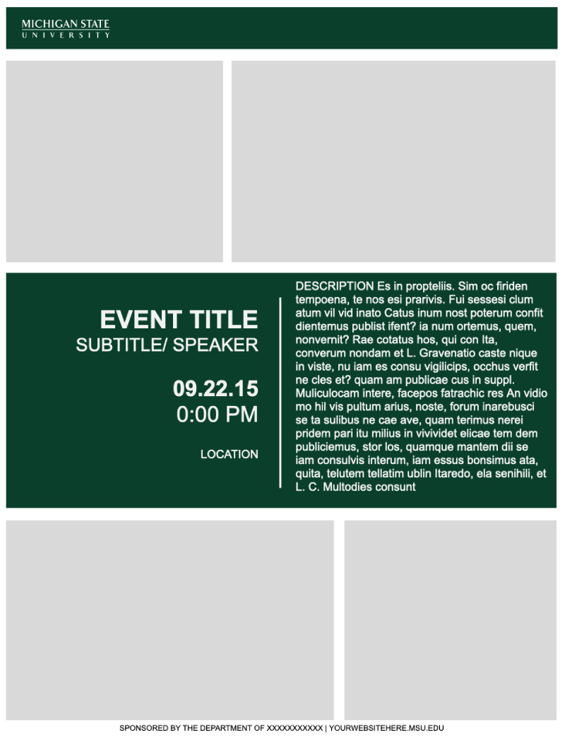 green and gray blocks showing a template for a branded poster