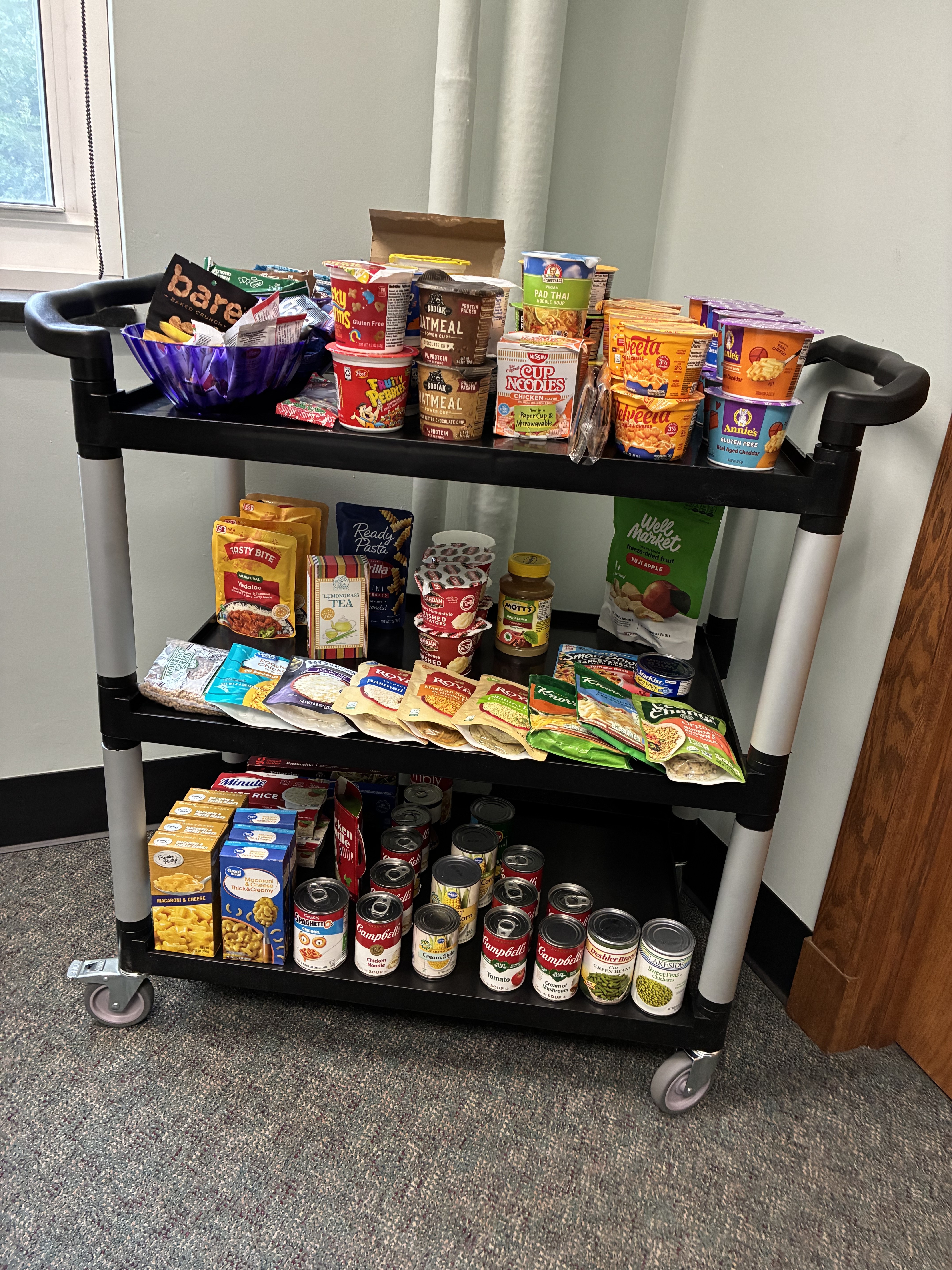 A care cart in Room 106 NatSci