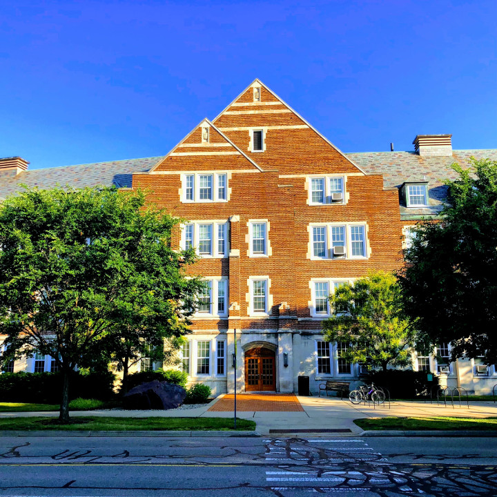 the college of natural science building exterior on a sunny day