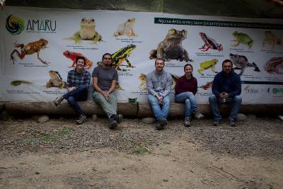 A cohort of the research team at the Amaru Zoológico Bioparque in Ecuador. Pictured, from left to right, are Sarah Fitzpatrick, David Salazar-Valenzuela, Kyle Jaynes, Mónica Páez-Vacas and Fausto Siavichay.