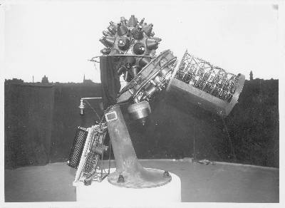 A black-and-white image of the MSU Planetarium's first projection unit.