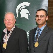 Michigan State University professors Bjoern Hamberger (left) and Ben Orlando were honored as James K. Billman Jr., M.D. Endowed Professors at an investiture ceremony held 12. 