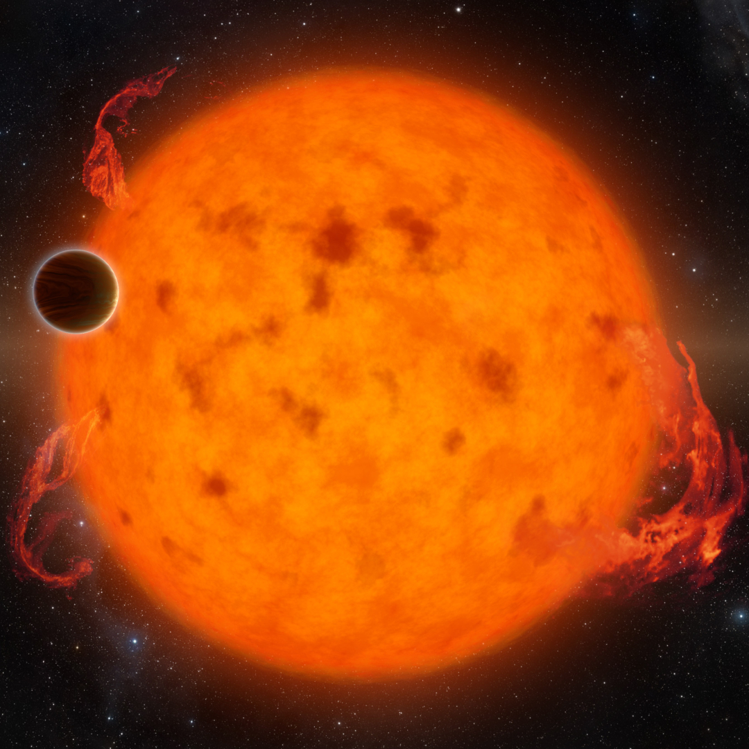 An artist’s conception of the exoplanet K2-33b, a 10 Myr Jupiter-sized planet, transiting in front of its active host star. This system is comparable to those which will be observed by the KRONOS collaboration.  Photo credit: NASA/JPL-CalTech