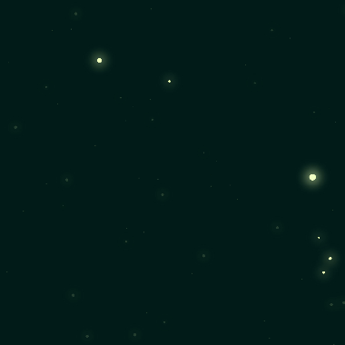 Planets aligned in the night sky.