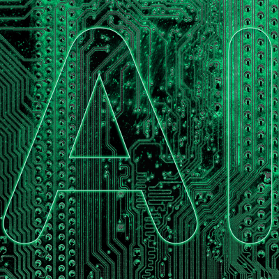 the letters A and I appear on a green computer board background