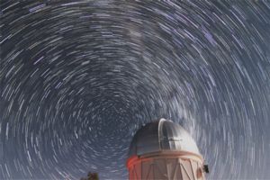 Image of astronomy telescope and sky
