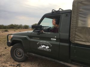 Image of Kenna Lehman in Kenya working on the Hyena Project