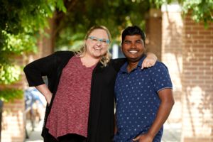 Image of inargural postdocs Stephanie Kickey and Sakthivel Kailasam.