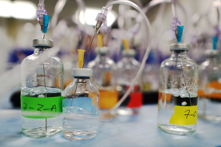 Image of water samples brought back to the lab