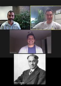 Image of Waters research team with accompanying photo of Arthur Henrici