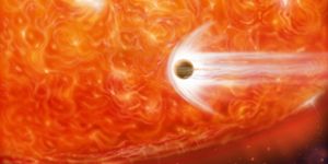 An illustration of a red giant planet